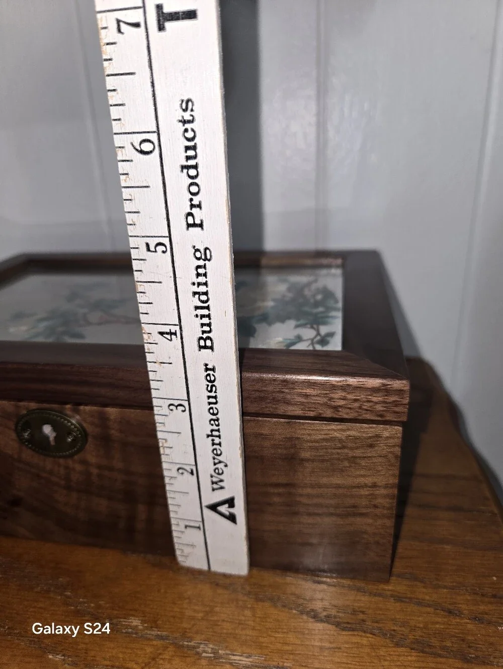 Antique Jewelry Box, Chinese Silk Double-Sided Embroidery Screen, Walnut Wood